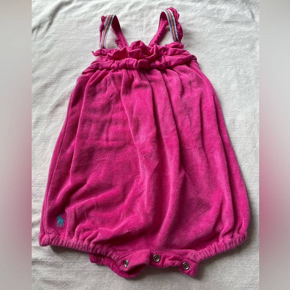 Ralph Lauren pink Terry cloth romper 6 month